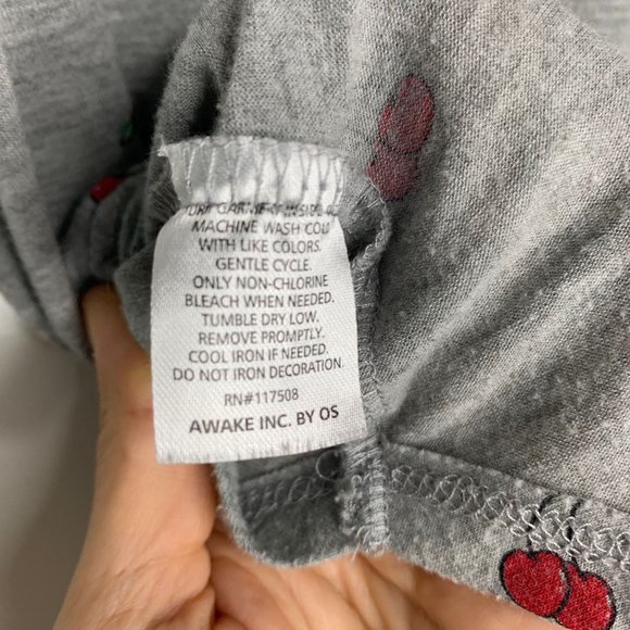 AWAKE Grey Cherry Print Knotted Tank With T-Back V Neck Sz S - Picture 6 of 6